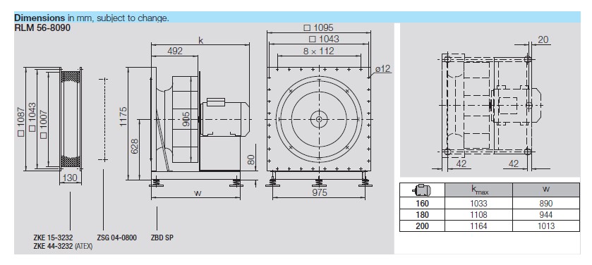 Габаритные размеры Nicotra RLM 56-8090-8D-26 Габаритные размеры Nicotra RLM 56-8090-8D-26